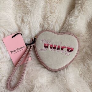 Juicy Couture Pink and Cream Heart Wristlet